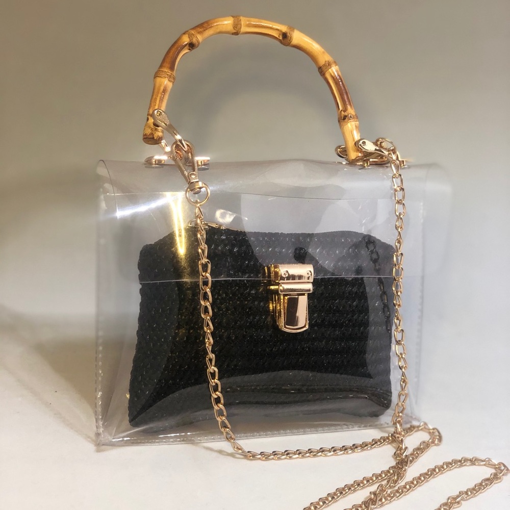 Clear bag with black pouch